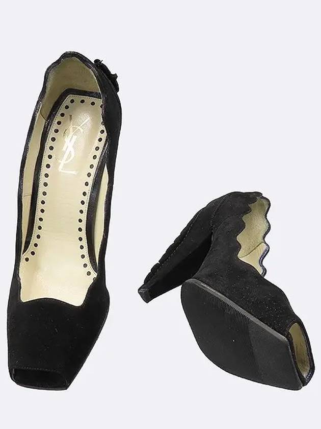 Black suede women s open toe shoes 225MM - SAINT LAURENT - BALAAN 3