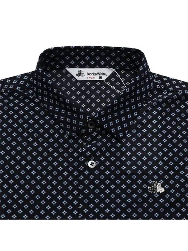 Men s full length printed long sleeved shirt 9354GZPP NAVY - BLACK&WHITE - BALAAN 3