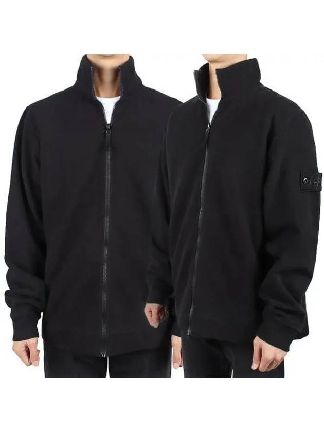 Ghost Stretch Organic Cotton Fleece Zip-Up Jacket Black - STONE ISLAND - BALAAN 2