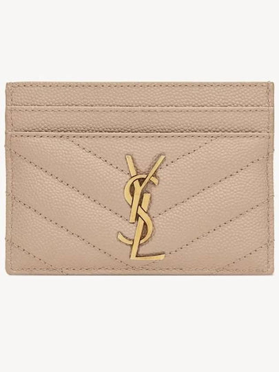 Gold Hardware Matelasse Caviar Leather Card Wallet Dark Beige - SAINT LAURENT - BALAAN 2