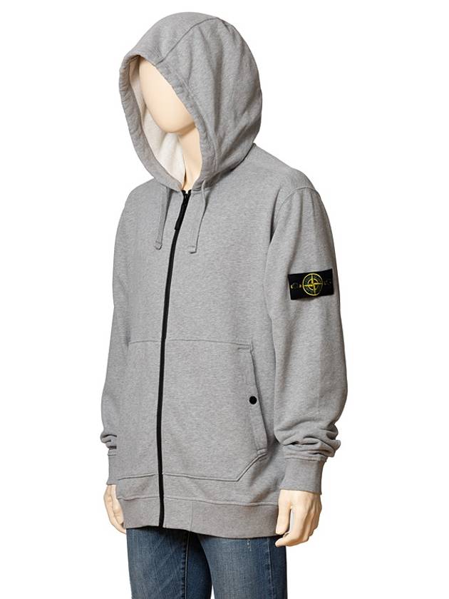 Wappen Patch Cotton Zip Up Hoodie Melange Grey - STONE ISLAND - BALAAN 3