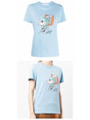 Women's Oly Coffee Fox Cotton Short Sleeve T-Shirt Blue - MAISON KITSUNE - BALAAN 5