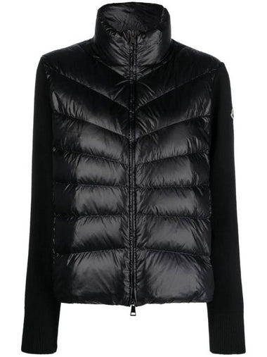 Padded Wool Cardigan Black - MONCLER - BALAAN 1