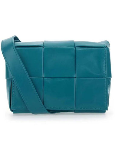 Cassette Small Leather Cross Bag Blue - BOTTEGA VENETA - BALAAN 1