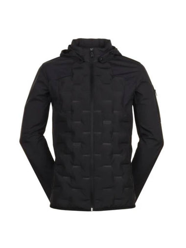 Pattern Padded Hooded Jacket Black - HUGO BOSS - BALAAN 1