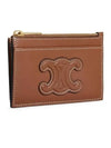 Zipper Smooth Lambskin Card Wallet Tan - CELINE - BALAAN 3