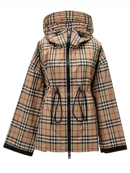 Logo Tape Vintage Check Hooded Jacket Archive Beige - BURBERRY - BALAAN 2