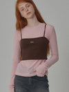 Ribbed bustier logo top Brown - OPENING SUNSHINE - BALAAN 3