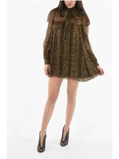 Leopard Tunic Wool Silk One Piece - SAINT LAURENT - BALAAN 1