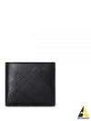 Embossed Checked Leather Half Wallet Black - BURBERRY - BALAAN 2