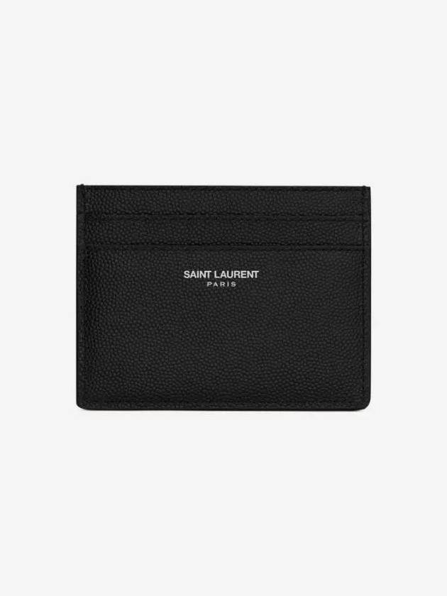 Embossed Leather Card Wallet Black - SAINT LAURENT - BALAAN 4