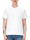 Embroidered Logo Cotton Short Sleeve T-Shirt White - AMI - BALAAN 2