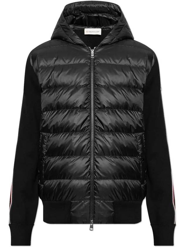 Quilted Wool Cardigan Black - MONCLER - BALAAN 3