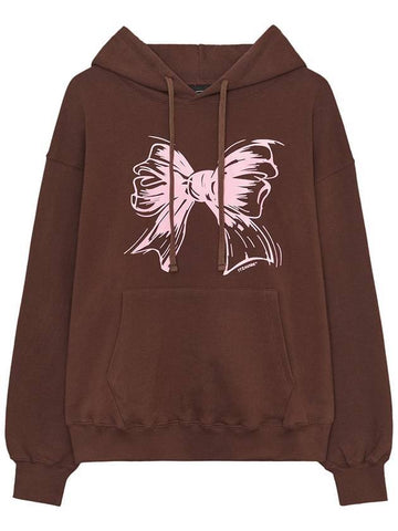 Ribbon Logo Hooded Top Brown - ITZAVIBE - BALAAN 1