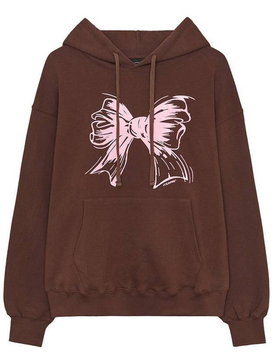 Ribbon Logo Hooded Top Brown - ITZAVIBE - BALAAN 1