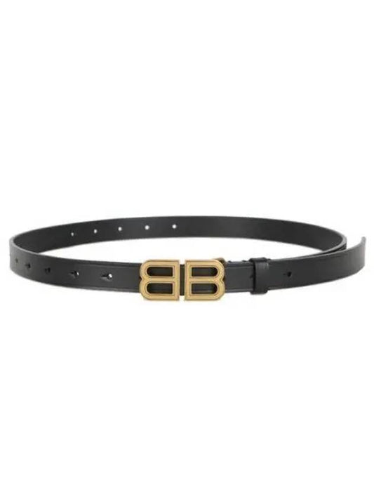 Hourglass Thin Leather Belt Black - BALENCIAGA - BALAAN 2