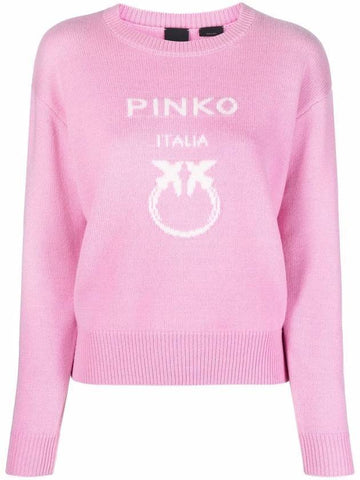 Love Bird Pullover Knit Top Pink - PINKO - BALAAN.