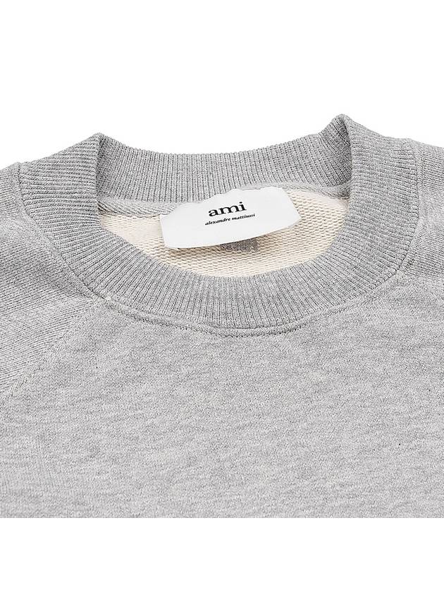 Cotton Heart Logo Sweatshirt Grey - AMI - BALAAN 6