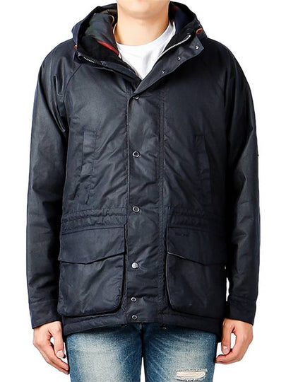 Men's Denon Wax Jacket Navy - BARBOUR - BALAAN 2