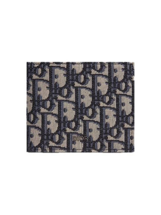 Compact Wallet Beige & Black  Oblique Jacquard - DIOR - BALAAN 2