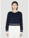 Boat Neck Knit Top Navy - GUCCI - BALAAN 1