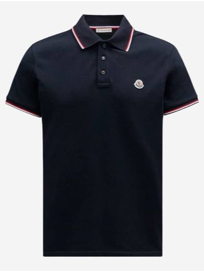 Logo Patch Polo Shirt Dark Blue - MONCLER - BALAAN 2