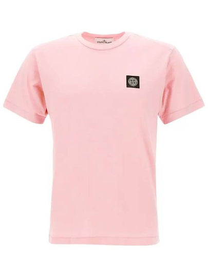 Logo Patch Cotton Short Sleeve T-Shirt Pink - STONE ISLAND - BALAAN 2