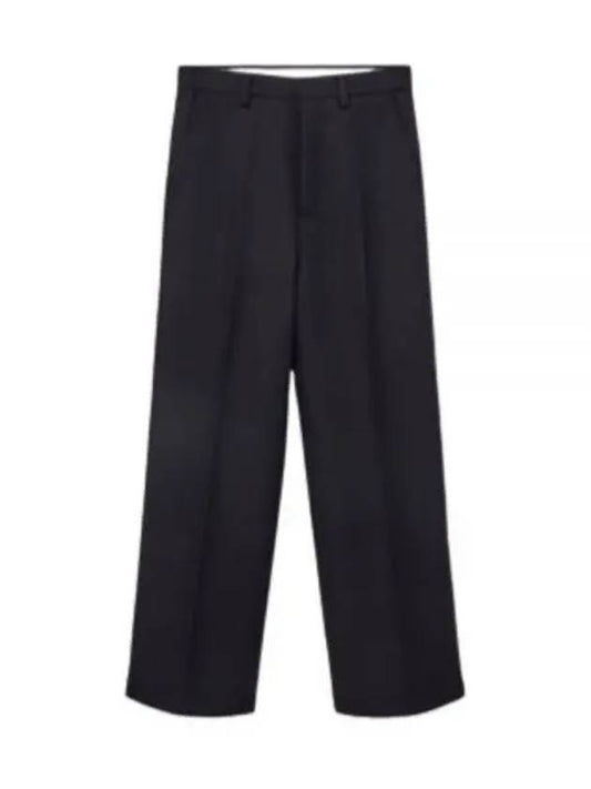 Gabardine Wool Loose Fit Wide Pants Black - AMI - BALAAN 2