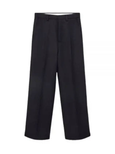 Gabardine Wool Loose Fit Wide Pants Black - AMI - BALAAN 2