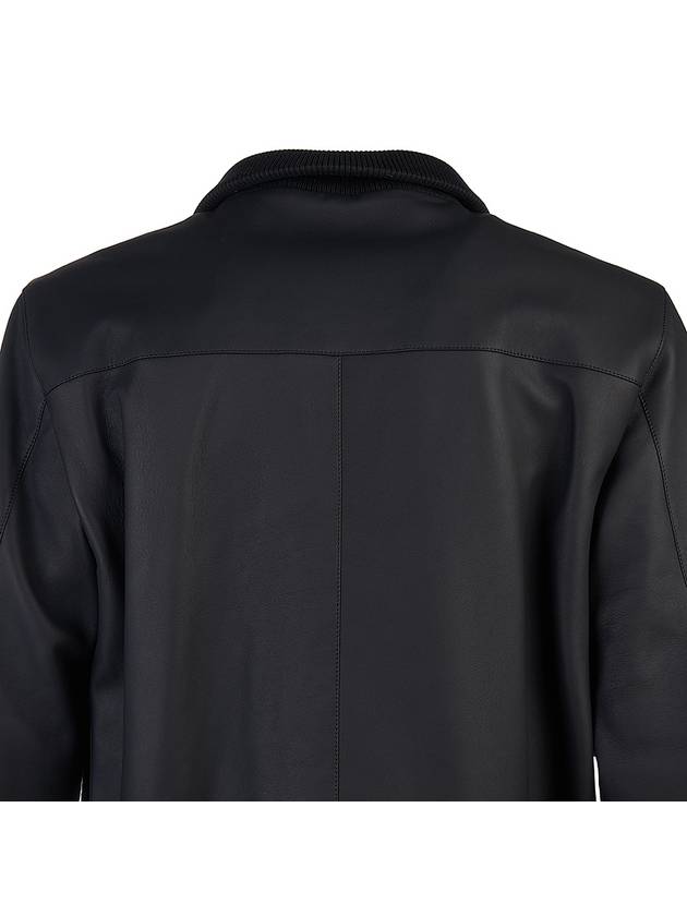 Patton Leather Bomber Jacket Caviar - LORO PIANA - BALAAN 6