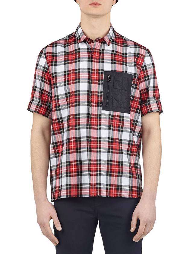 Tartan Short Sleeves Shirt With Nylon Pocket - NEIL BARRETT - BALAAN 2
