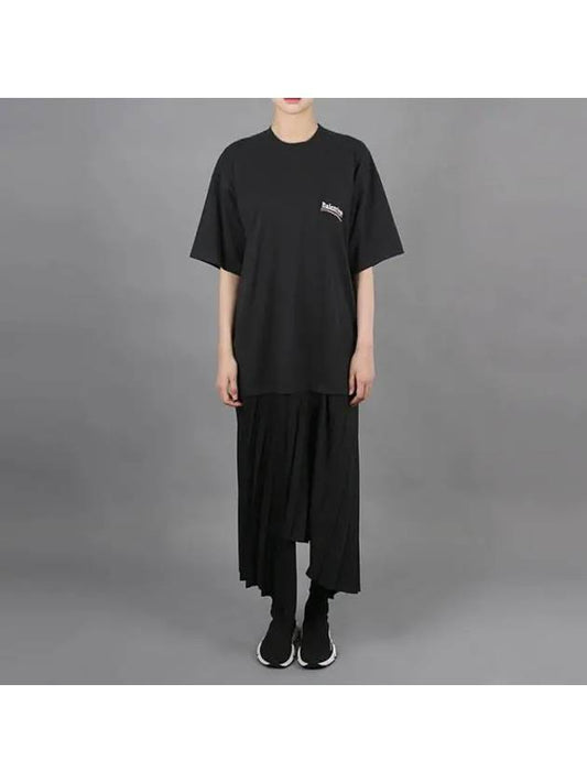 Logo Pleated T-Shirt Long Dress Black - BALENCIAGA - BALAAN 2