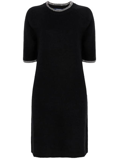 Black Denny Wool Cashmere Short Sleeve Knit Dress 009 00020 - MAX MARA - BALAAN 1