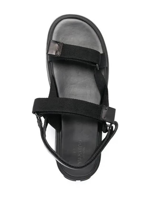 Leather Unique Strap Sandals Black - VALENTINO - BALAAN 3