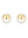 V Logo Signature Pearl Earrings Gold White - VALENTINO - BALAAN 5