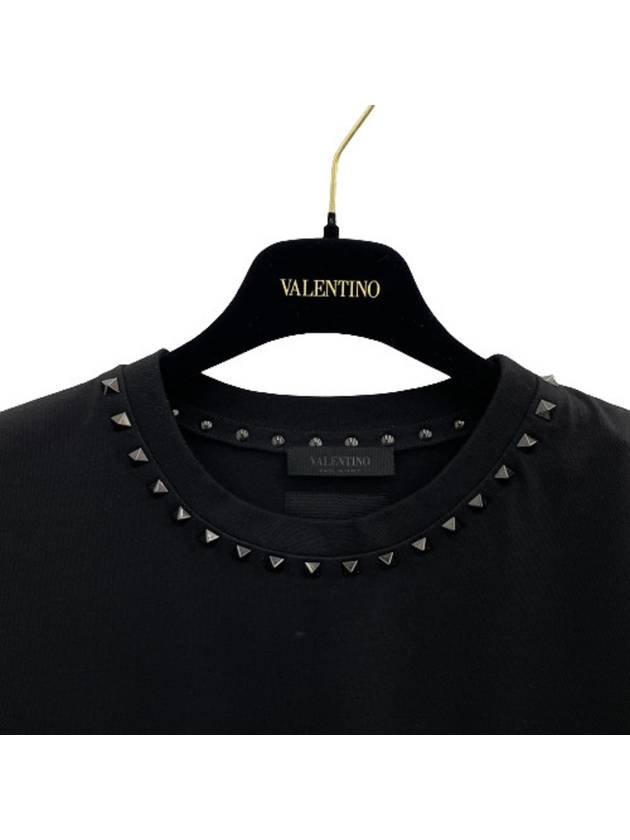 Men's Untitled Studded Crew Neck Cotton Short Sleeve T-Shirt Black - VALENTINO - BALAAN 4