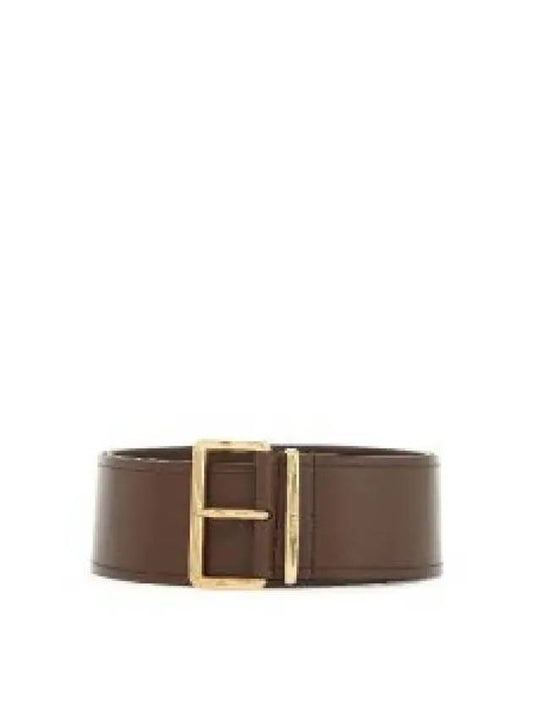 Logo Engraved Buckle Calfskin Belt Brown - MIU MIU - BALAAN 2