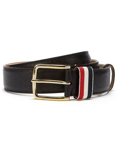 Men's Three Stripes Tab Pebbled Leather Belt Black - THOM BROWNE - BALAAN 2