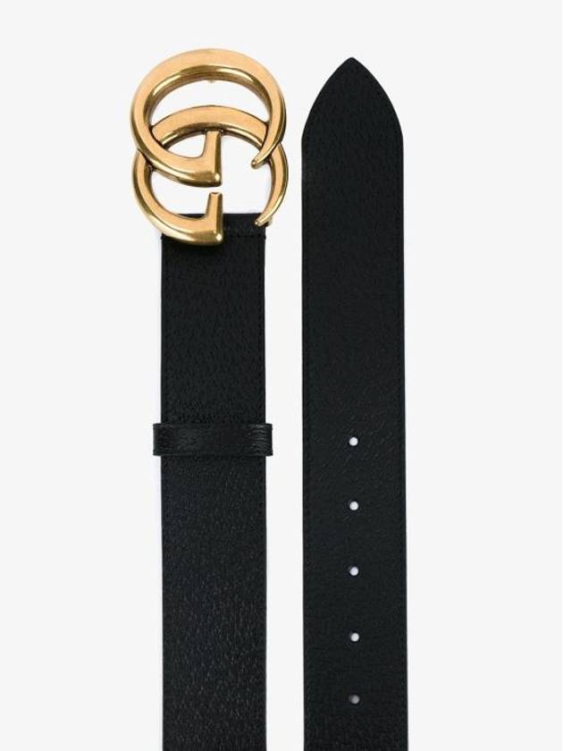 GG Marmont Double G Buckle Wide Leather Belt Black - GUCCI - BALAAN 4