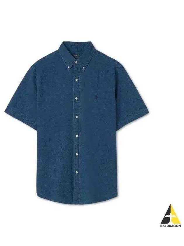 Short sleeve seersucker shirt indigo - POLO RALPH LAUREN - BALAAN 1