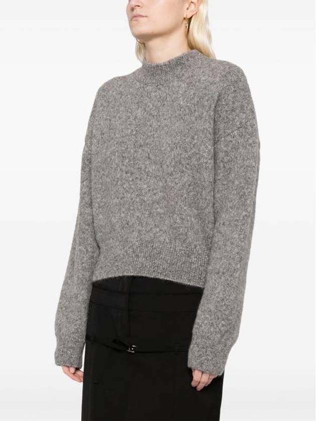 Intarsia Knit Logo Crew Neck Knit Top Grey - JACQUEMUS - BALAAN 6