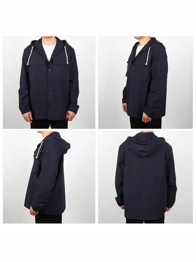 Drawstring Cotton Hooded Jacket Navy - JIL SANDER - BALAAN 3