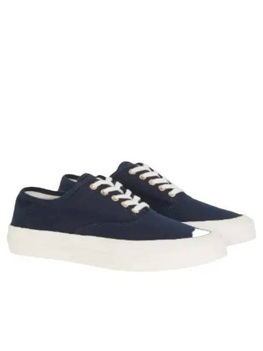 Lace Up Canvas Cotton Low Top Sneakers Navy - MAISON KITSUNE - BALAAN 2