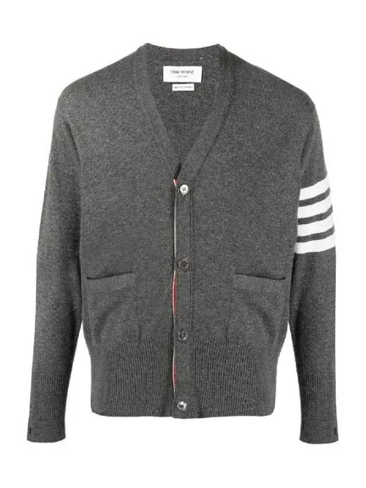 Men's Diagonal Classic Cashmere Cardigan Mid Grey - THOM BROWNE - BALAAN 2