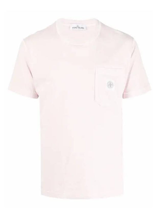 Wappen Logo Patch Pocket Short Sleeve T-Shirt Light Pink - STONE ISLAND - BALAAN 2