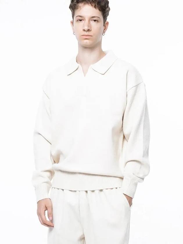 Men s M243TP08IV Dense Modal Open Collar Knit Ivory - CHANCE'S NOI - BALAAN 7