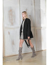 Women's Wool Belted Jacket Black - PRETONE - BALAAN 4