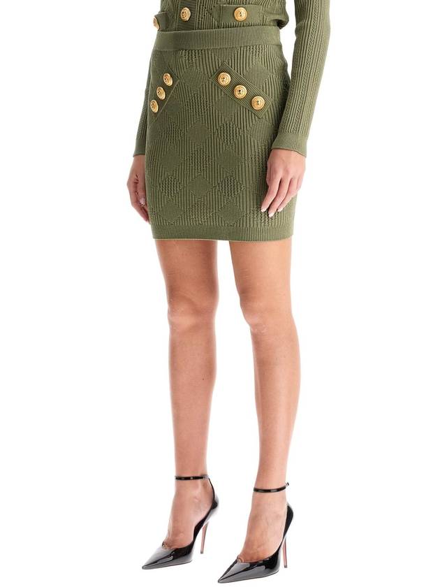 knitted mini skirt with embossed buttons - BALMAIN - BALAAN 4