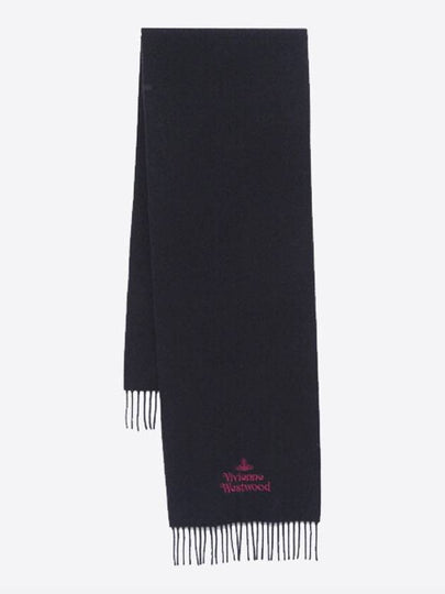 Logo Wool Fringe Muffler Navy - VIVIENNE WESTWOOD - BALAAN 2