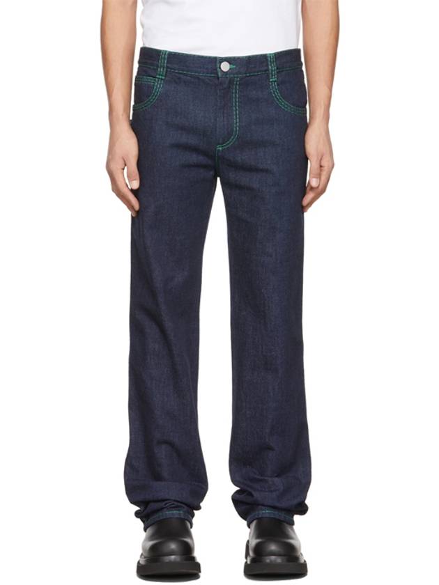 Men's Overlock Straight Denim Jeans Blue - BOTTEGA VENETA - BALAAN 3